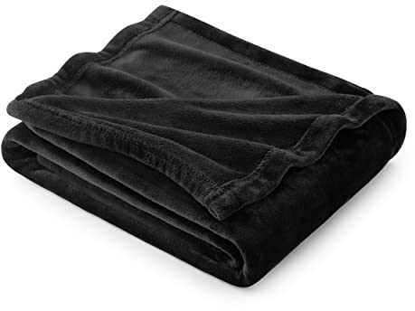 Bedsure Fleece Throw Blanket for Sofa - Soft Cosy Fluffy Blankets for Bed, Warm Single Throws for Audlts, Black, 130x150 cm