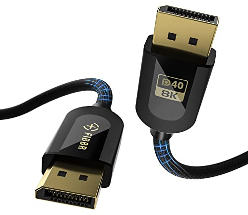 FIBBR VESA-Zertifiziert 16K DisplayPort 2.1 Kabel 1M, 40Gbit/s DP zu DP Kabel(16K@30Hz, 10K@30Hz, 8K@60Hz, 4K@144Hz), Unterstützt 3D, G-Sync&FreeSync für 3090 Gaming Monitor Grafikkarte Laptop