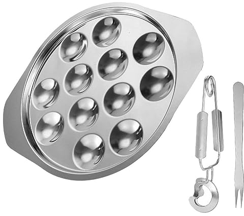 UPKOCH Stainless Steel Escargot Plate Snail Dish Charcuterie Accessory French Snail Serving Plate