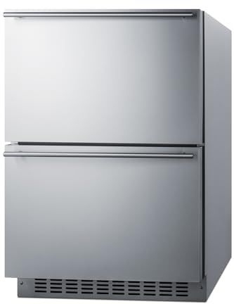 Summit SPRF34D7 Commercially Approved 24 2-Drawer Refrigerator-Freezer, Stainless Steel, Digital Thermostat, Frost-free Operation, Professional Handles, 34H x 23.63W x 23.75D- (Panel Not Included)