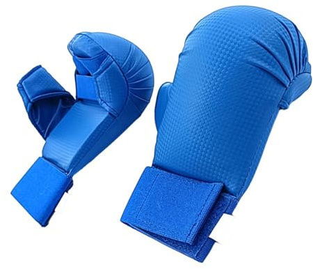 JISADER Guantes de Karate Guantes de Kickboxing, Guantes de Artes Marciales livianos portátiles, Guantes de Boxeo, Guantes de MMA para Saco de Boxeo, Azul XS