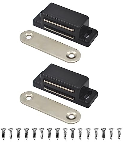 Lockimo Magnetisk dörrskåp dörrfångare – magneter lådmagnet liten skåpdörr magnetiska spärrar spärrar för kök garderob magneter dörrstängare magnetstängning 2-pack (svart)