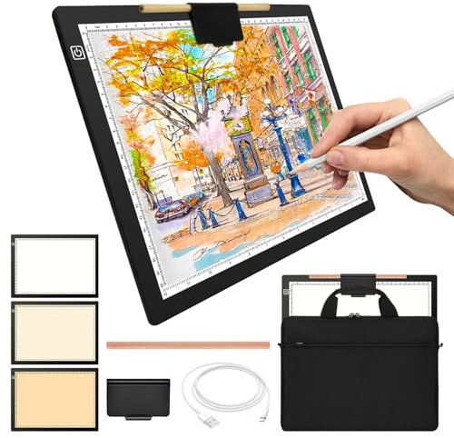 Lichtstativ mit tragbarer Tragetasche, kabellose Lichtbox mit Ständer und Magnetclip oben (A4 Leuchtblock mit Tasche)