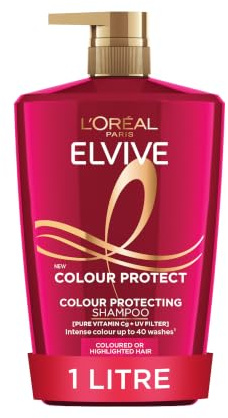 L'Oréal Paris Elvive Colour Protect Shampoo, with Pure Vitamin Cg and UV filters, for Coloured & Highlighted Hair, Suitable for all hair textures, 1000ml