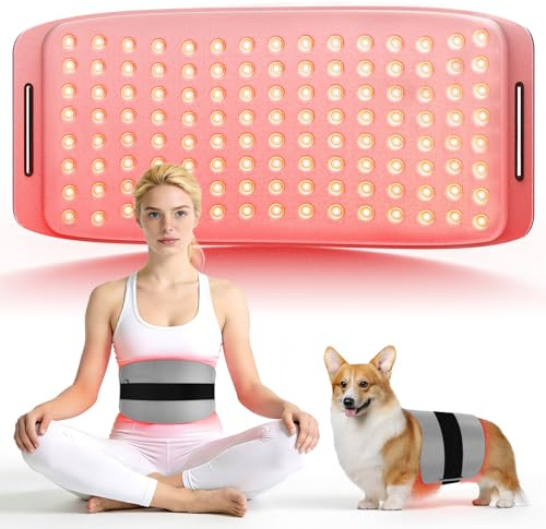 Hello Face Red Light Therapy for Body, 660nm 850nm Red Light Therapy Belt, 16.9’’ x 8’’ Portable Infrared Light Therapy for Shoulder Waist Knee Pain Infrared Heating Pads for Women Men (Gray
