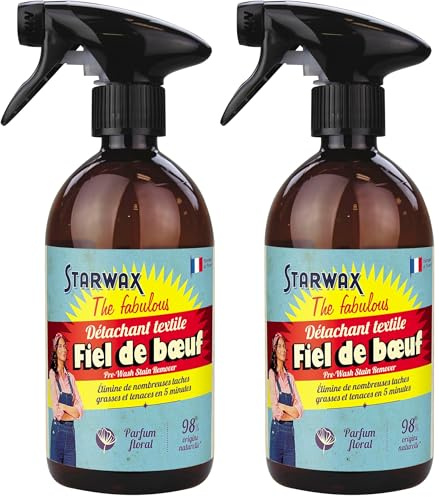 STARWAX THE FABULOUS - Spray Détachant Textile au Fiel de Bœuf prêt à l'emploi - 500ml - Elimine les Taches Tenaces (sang, vin, graisse) - 98% d'Origine Naturelle - Fabrication Française (Lot de 2)
