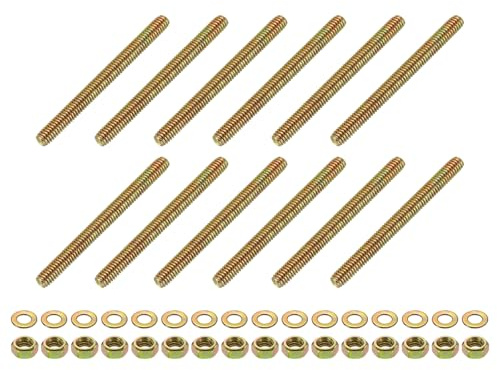 uxcell 12Pcs Fully Threaded Rod, 5/16 UNC x 3-1/2 Length Zinc-Plated Carbon Steel Fully Threaded Studs with Nuts and Washers for Clamps, Hangers and U-Bolts, Color Zinc