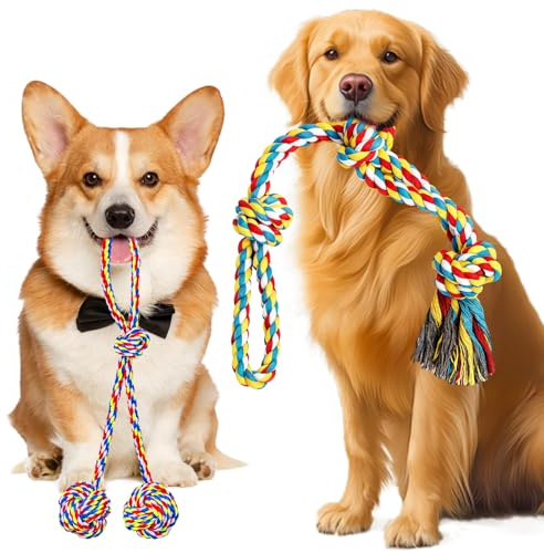 Zouboto 2 PCS Dog Rope Toys for Large & Medium Breed Aggressive Chewers,Indestructible Chew Rope Tug of War Toy for Dogs, Interactive Toy for Boredom, Teeth Cleaning