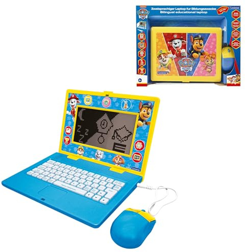 Lexibook, Paw Patrol, Zweisprachiger und pädagogischer Laptop Deutsch/Englisch, Spielzeug für Kinder, 170 Aktivitäten zum Lernen, Spiele und Musik, großer Bildschirm, Blau/gelb, JC599PAi3LXB