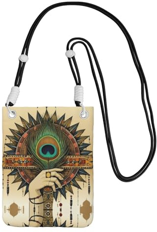 BOXILTD Rosa graffiti telefonväska crossbody – mobiltelefon crossbody-väska med justerbar rem för daglig användning och pendling, Påfågelfjäder, One Size