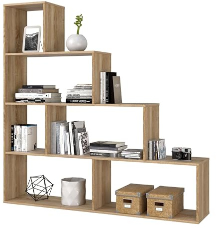 Habitdesign Estantería Decorativa, Librería Salon, Modelo Klum, Acabado en Roble Canadian, Medidas: 145 cm (Alto) x 145 cm (Ancho) x 29 cm (Fondo)