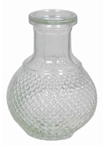 INNA-Glas Jarrón DONKA, Fino Motivo de Diamantes, Esfera/Redondo, Transparente, 11,5cm, Ø4,5cm/Ø8cm - Florero de Cristal Decorado - Jarrón Elegante