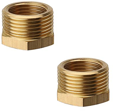 Reduzierung 3/4 auf 1/2, Her Kindness 2 Stück Messing Reduzierstück Gewindefitting 3/4 Zoll Aussengewinde × 1/2 Zoll Innengewinde, Reduziernippel für Industrie, Gewerbe und Haushalt