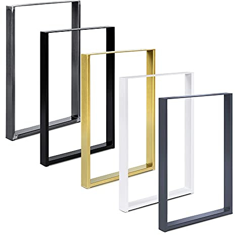 Magnetic Patas de Mesa de perfiles Cuadrados de 60 x 20 mm, Estructura de Mesa, Patas de Metal, 1 par (70 x 72 cm, Doradas)