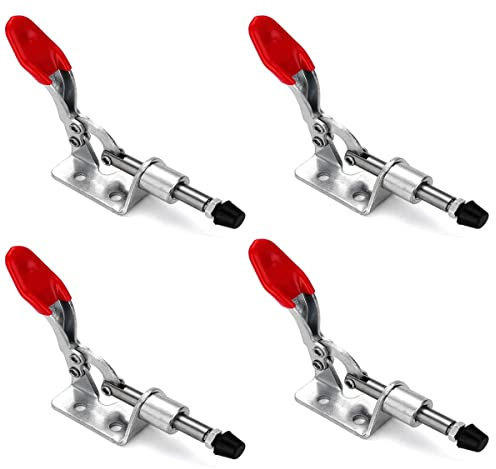 Zhioudz 4 Stück Push-Pull-Schnellspanner-Handwerkzeug, Waagrechtspanner,Verstellbare Metallkippklemmen Rutschfest，zum Schweißen, Montageklemmen