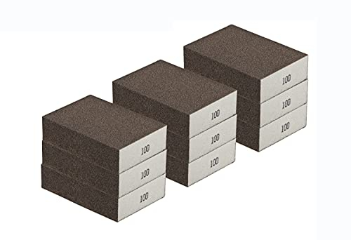 Schleifschwämme 9 Stück im Set Körnung K 100 grobe Körnung 100 x 70 x 25 mittelfester PU- Schaumkern Schleifpapier Schleifklotz