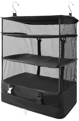 Nicoone Koffer Organizer,Tragbarer Packwürfel zum Aufhängen,Reise-Regal, Aufbewahrungstasche für Reisegepäck, platzsparend.