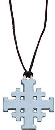 William Sturt, ciondolo a forma di croce di Gerusalemme, collana con croce di Gerusalemme, gioiello religioso, cordone cerato regolabile, fuso a mano in peltro fine