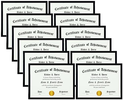 ELSKER&HOME 8.5 x 11 Frame Black 12 Pack, Certificate Award Document Diploma Frame Multi Pack, 8.5x11 Picture Frame for Wall & Tabletop Mounting in Horizontal or Vertical Format