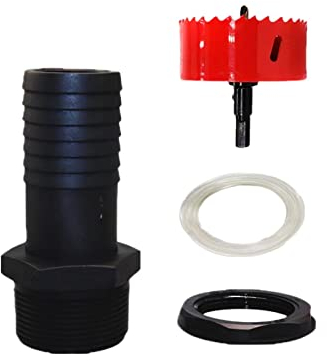 EKKJNQRegenfass verbinder 38mm Schlauch Regenfass-Anschluss-Set mit Bohrer; für Regensammler, Regentonnen, Regenwassernutzung, für Gärten im Freien
