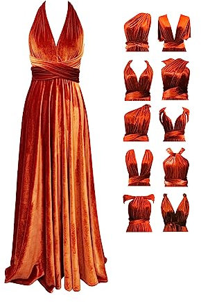 72styles Samt Infinity Wickelkleid Brautjungfernkleider - Samtkleid Damen Lang - Elegant Maxi Multi-Way Kleid Abendkleid, Hochzeitsgast Kleid,Ballkleid, Partykleid