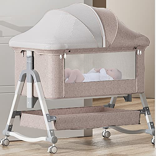 3-In-1-Babywiege, Nachtwiege Für Babys, Nachtbett Mit Rollen, Höhenverstellbar, Für Mitschläfer Für Babys Im Bett, Mit Moskitonetzen, Großer Aufbewahrungstasche, Für Säuglinge/Babys/Neugeborene (Far
