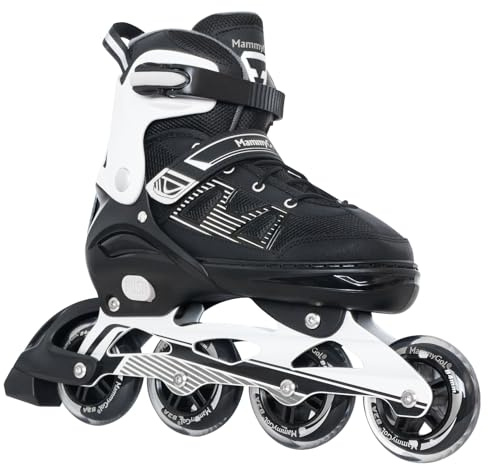 MammyGol Adult Inline Skates for Men Women, Roller Skates with Carbon Steel Bearings, TPR Brake, 3D Mesh, EVA Lining, PVC Upper | Adjustable Size Better Fit for Beginner Skating Enthusiasts