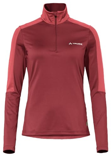 VAUDE Damen dünner Fleecepullover Livigno Halfzip II, angenehm warm, schnelltrocknend, atmungsaktiv, Passform: Slim fit, redeva, 38