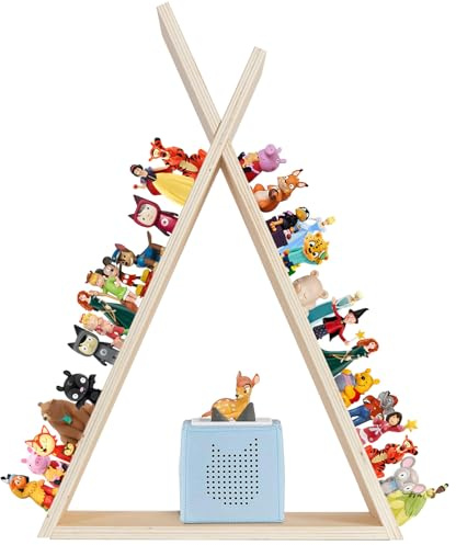 Todeco Étagère magnétique, pour Tonie Box et Tonies, Jusqu'à 70-80 Tonies, Poser ou Murale, Étagère pour boîte à Musique pour Enfant, Triangle