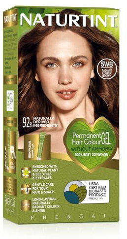 Naturtint Permanent Hair Colour Gel 5WB Radiant Copper Brown, Plant Enriched, Biobased, Ammonia Free, Long Lasting Grey Coverage and Radiant Colour, Nourishment and Protection