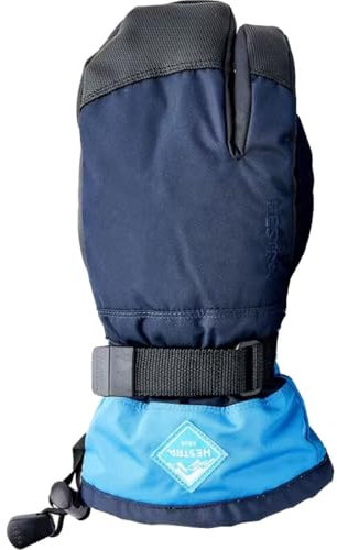 Hestra Gauntlet CZone Junior Glove (Youth 4-13yrs) | Waterproof, Insulated 3-Finger Kids Snow Gloves for Winter, Skiing & Playing in The Snow - Navy/Blue - 4