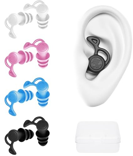 SoeUyd 4 Stück Ohrstöpsel Schwimmen, Schwimm Ohrstöpsel Erwachsene, Ohrenschutz Schwimmen, Wiederverwendbare Wasserdichte Silikonohrstöpsel Schwimmen, Geeignet zum Schwimmen, Surfen, Schnorcheln