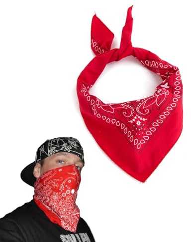 Bandana Rot für Damen und Kinder - Halstuch aus Baumwolle, Unisex Tuch Bindetuch, Headwear, Haar, Schal mit Paisley Muster (55 X 55 Cm)