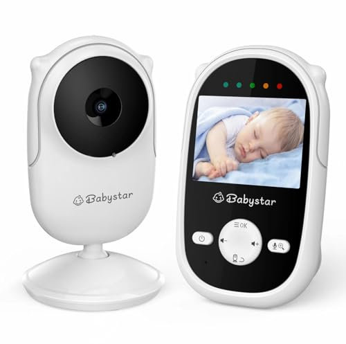 Babystar Babyphone mit Kamera 2,4 Zoll Video Babyphone, Automatische Nachtsichtfunktion, ECO-Modus, Zwei-Wege-Audio, Fütterungserinnerung, 4 Wiegenlieder