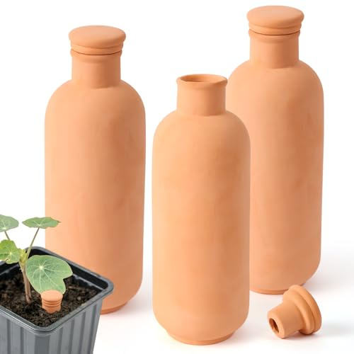 3 pz 25,4 x 8,9 x 8,9 cm Ollas Self Watering Planter Sistema di irrigazione 30 Once Piante Globi Irrigazione Argilla Vaso con Coperchio Terra Cotta Argilla Globi Inserto Irrigazione a Goccia Sistema