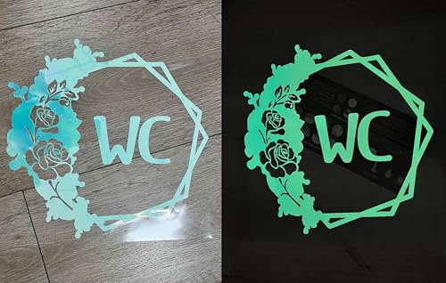 WandSticker4U®- Pegatinas puerta WC fluorescentes (30x30 cm) I pegatinas luminosas noche baño inodoro váter flores mariposas brillantes I decoración brilla en la oscuridad