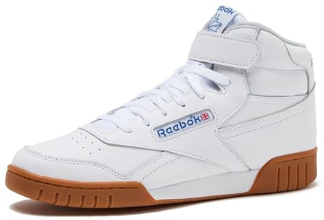 Reebok EX-O-FIT HI High Top Basketball Shoes for Men, Retro Men's Sneakers, Footwear White/Blue/Gum, 10