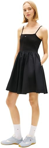 Tommy Jeans Tjw Rib Poplin Mix Strappy Dress Dw0dw22352 Robe évasée Femme (Lot de 1)