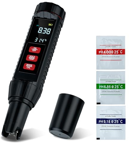 Mcbazel Tester Digitale 7 in 1 per la qualità dell'Acqua PH, EC, TDS, Salt, S.G., ORP, Temp, Compensazione della Temperatura, Impermeabile IP67, Metro Portatile per Test dell'Acqua per Acquacoltura