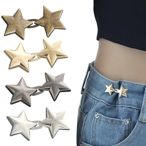 Quesuc Bouton Jean Ajustable Réglables Boutons Jeans Clipsable,Bouton Pantalon A Clipser,Pas De Couture Nécessaire,Pour Changer Le Tour De Taille,Pour Jeans, 4 pièces