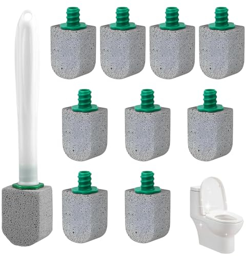 10 Pack Pumice Stone for Toilet Cleaning Stone,WideSmart Toilet Pumice Cleaning stone with Extra Long Handle,Replaceable Design,for Kitchen/Bathroom/Pool/Household cleaning