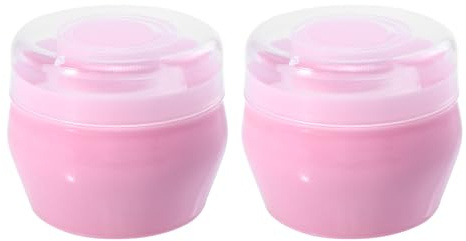 OUNONA Juego de 2 Borlas de Polvo para Ñiño Aplicación Fácil y Diseño Redondo de Peluche Rosa, Ideales para Cuidado Después del Baño