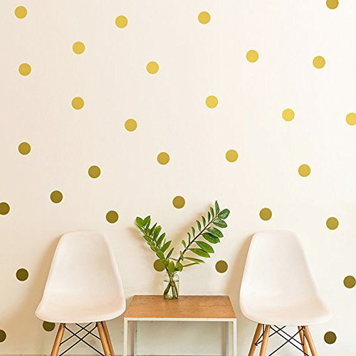 Easy Peel + Stick Gold Wall Decal Dots - 3cm/1.2inch (216 Decals) - Safe on Walls & Paint Metallic Vinyl Polka Dot Decor - Round Circle Art Stickers Murals - Paper Sheet Room Set