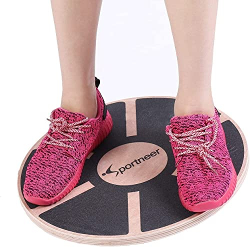 Balance Board, Sportneer Tablett von Gleichgewicht/Wackelbrett/Balance Trainer/Sitzkissen Gleichgewicht Professionel aus Holz für die Übung, Gym, Sport Performance Enhancement (Schwarz)