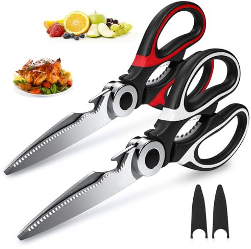 Kitchen Scissor For General Use 2-Packs,Heavy Duty Kitchen Raptor Meat Shears,Dishwasher Safe Cooking Scissors, Stainless Steel Multi-function Scissors For Food,Chicken,Poultry, Fish, Pizza,Herbs