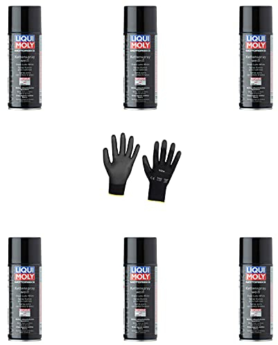Iloda 6xOriginal Liqui Moly 400ml Motorbike Kettenspray weiß 1591 Schutzhandschuhe