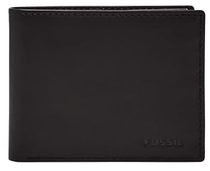 Fossil Herren Derrick Leder RFID Bifold Passcase mit abnehmbarem Kartenetui Brieftasche für Männer, Schwarz, Einheitsgröße