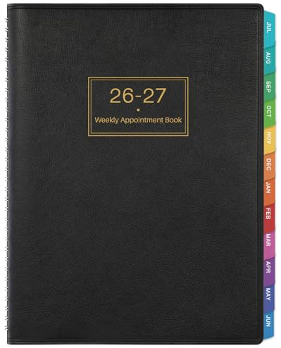 Appointment Book 2026-2027 - Daily Planner, Jul 2026- Jun 2027, 8.5 x 11 Planner Weekly Monthly Appointment Book 2026-2027,Soft Cover, Planner with 15-Minute Interval - Black