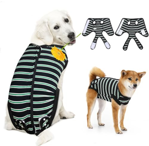 VavoPaw Hunde Erholungsanzug, Hund Anti-Lecken Genesungsanzug nach Operation, E-Kragen Alternative für Welpe Katze, Weicher Atmungsaktiver Schlafanzug mit Klettverschluss, XXXL Schwarz
