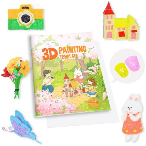 SONGTIY 3D Malerei Zeichenbuch, 40 Muster wiederverwendbare Malerei Graffiti-Schablone, kreative Schablonen Formen mit einer PVC-Platte für Anfänger und Handwerker, Geburtstag DIY Ideen Geschenk